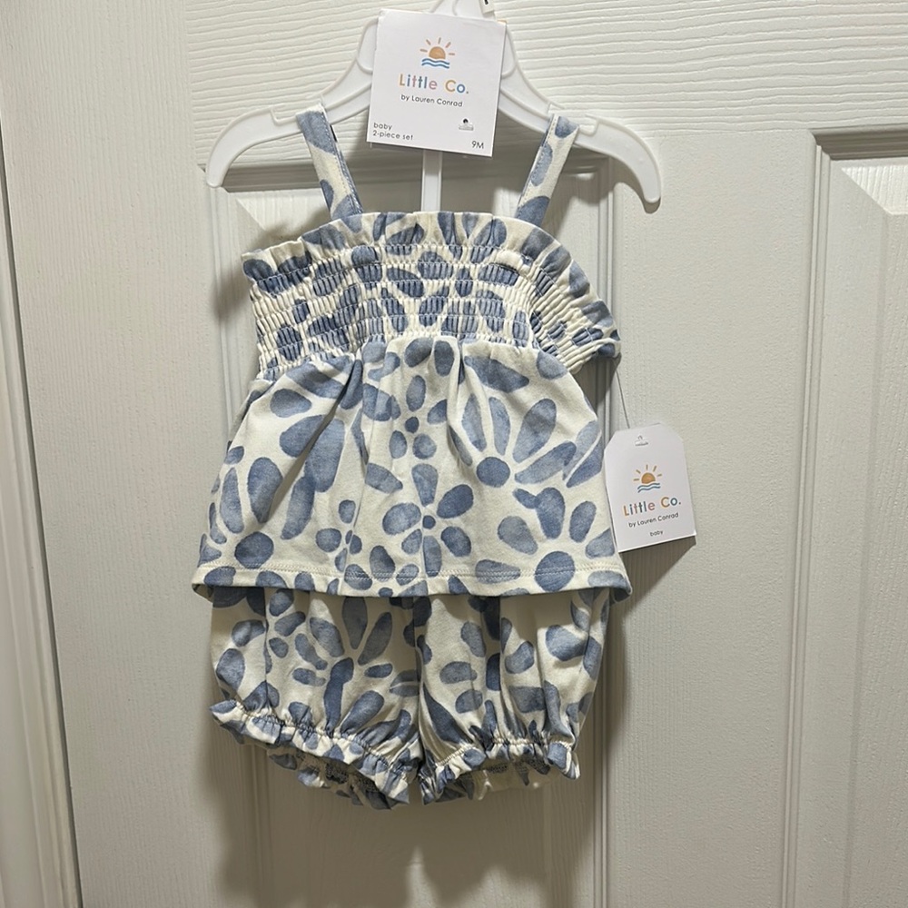 LC Lauren Conrad Blue and White Diaper Cover Set